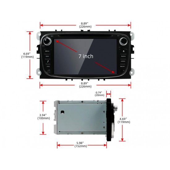 FORD Mondeo, Focus, S-Max, C-Max, Galaxy - МУЛТИМЕДИЯ / Навигация Android 14 DVD черна + DSP