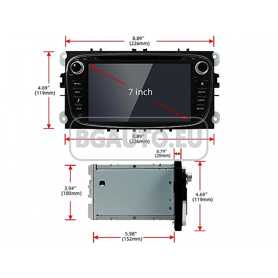 FORD Mondeo, Focus, S-Max, C-Max, Galaxy - МУЛТИМЕДИЯ / Навигация android 16 DVD черна + DSP + CARPLAY + ANDROID AUTO