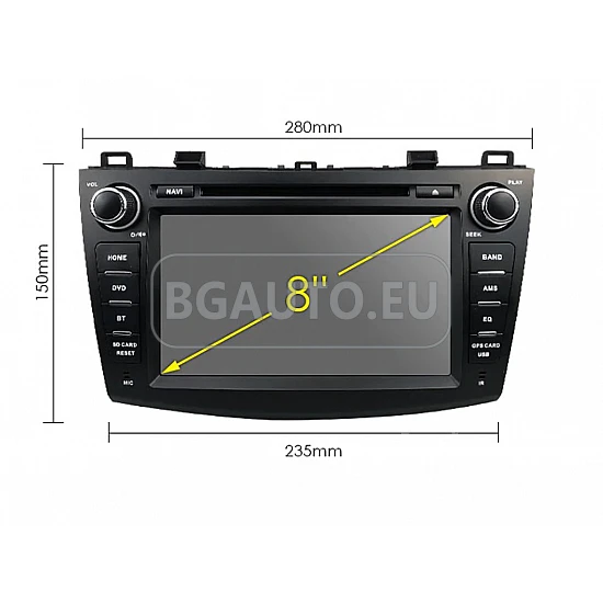 MAZDA 3 - МУЛТИМЕДИЯ / Навигация android 16 DVD CPU: 8-CORE RAM:4GB + DSP + CARPLAY + SIM