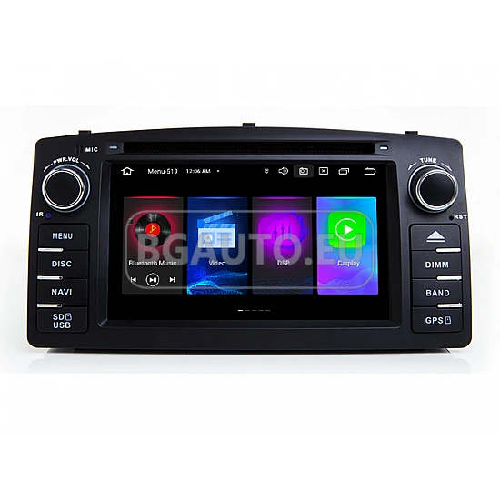 TOYOTA Corolla E120/E130 - МУЛТИМЕДИЯ / Навигация android 16 CPU: 8-CORE RAM: 4GB DVD + DSP + CARPLAY + ANDROID AUTO + SIM