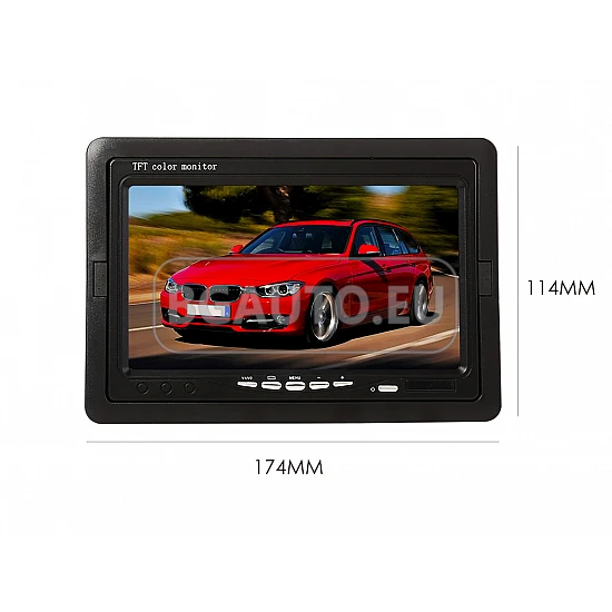 7-инчов TFT LCD монитор за връзка с камера за паркиране, DVD, VCR, CCTV с 2 видео входа