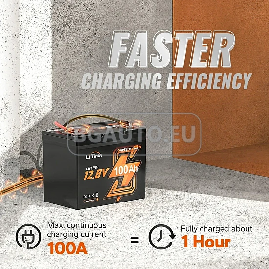 12V 100Ah Батерия LiFePo4 Bluetooth - тягов акумулатор