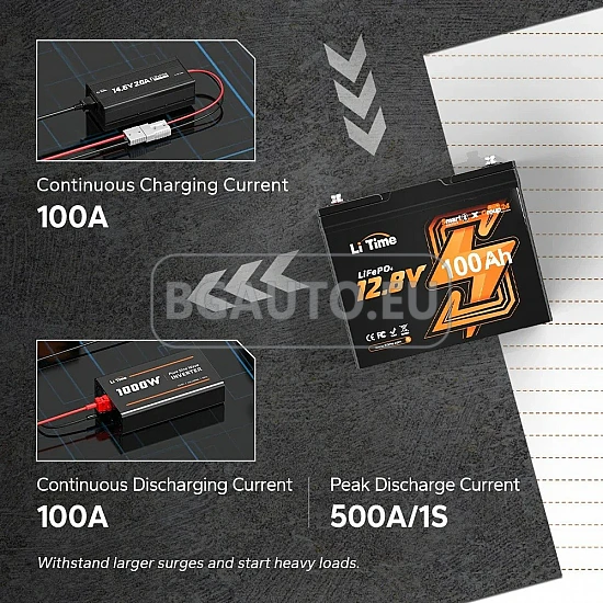 12V 100Ah Батерия LiFePo4 Bluetooth - тягов акумулатор